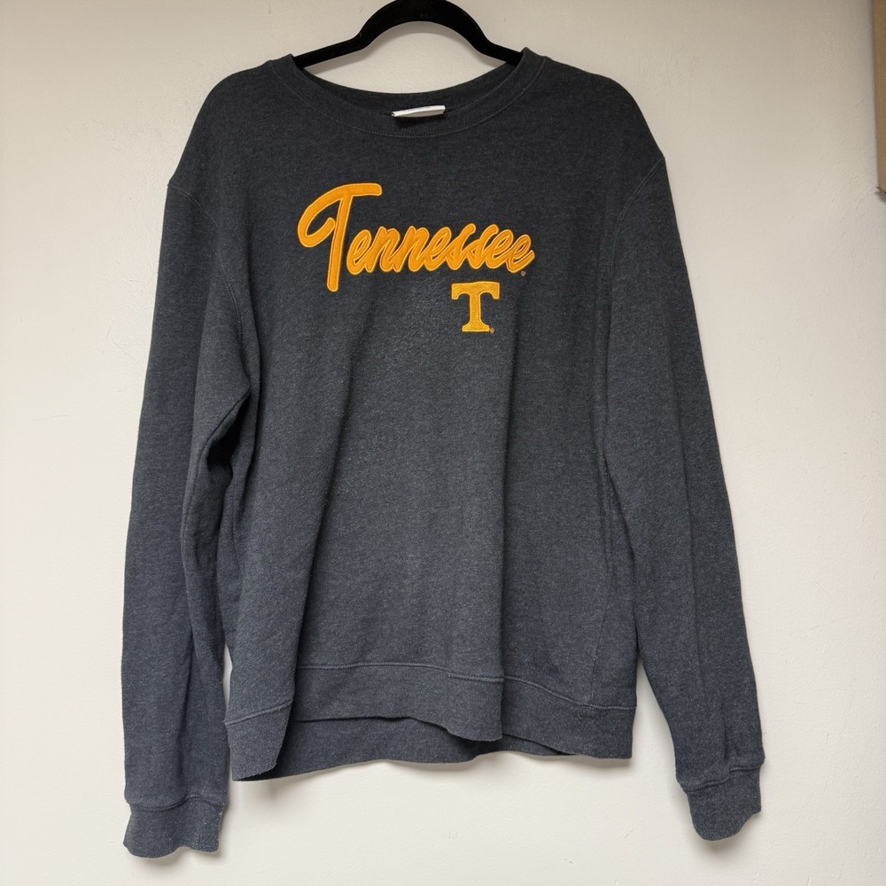 Tennessee Volunteers Sweatshirt Womens XL Gray‎ Orange Spell Out Fleece
